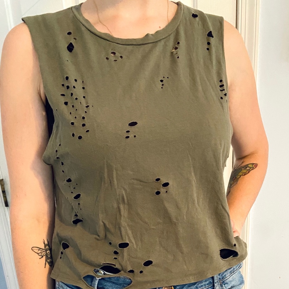 Distressed Army Green Tank